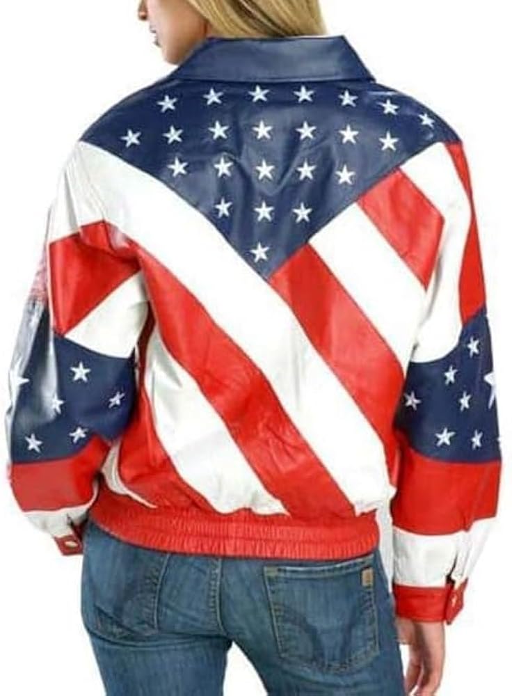 Womens American US Flag Biker Jacket | USA Flag Motorcycle